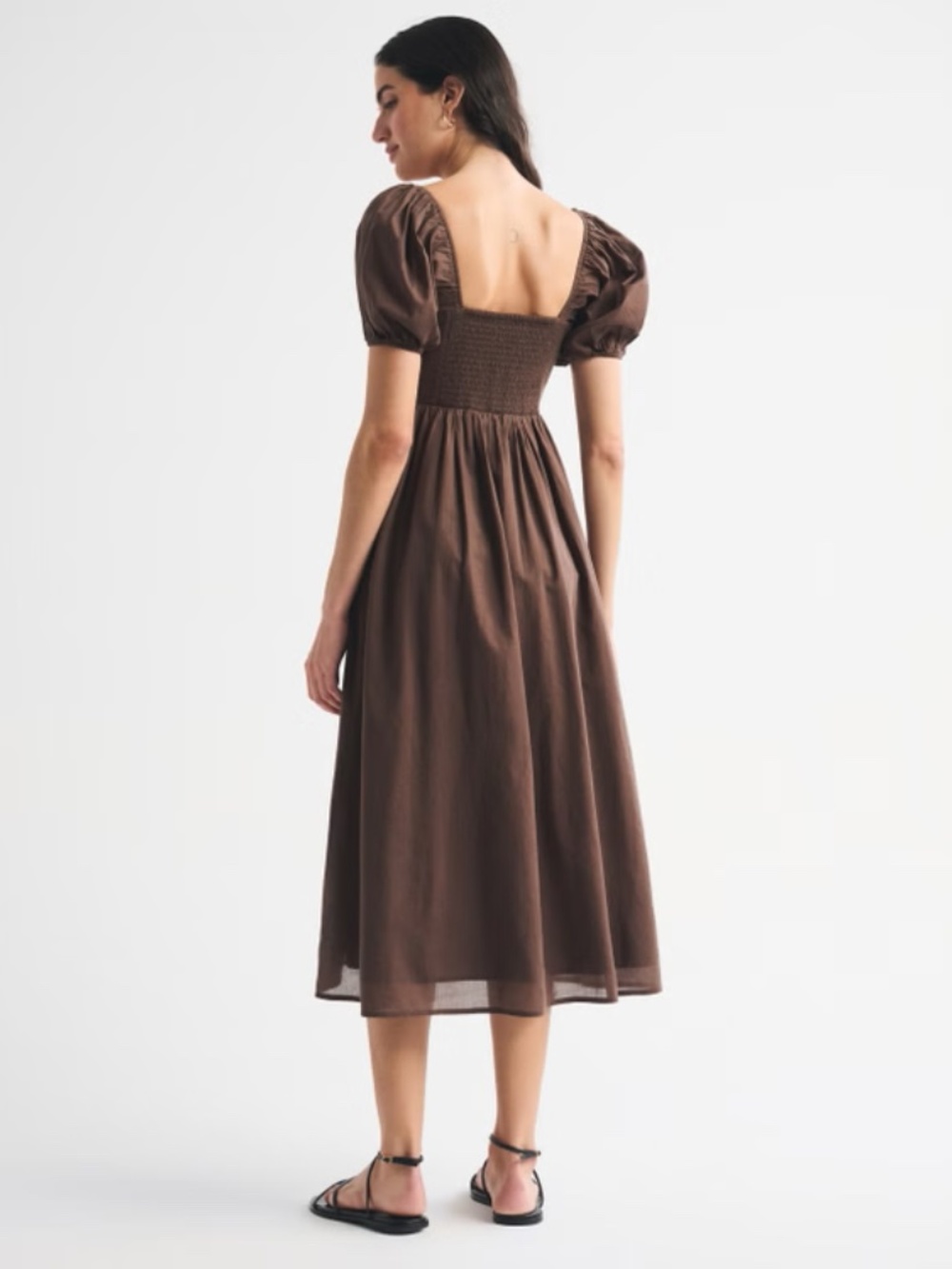 Abercrombie Emerson Puff Sleeve Midi Dress - L - Picture 2 of 7